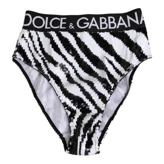 Dolce & Gabbana Bottoms, female, White, Size: S Striped High Waist Panty Underwear