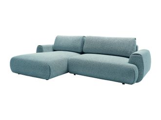 Vente-Unique Sofá rinconera izquierda en tela jaspeada azul MONELIA