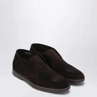 Doucal's Lace Free Desert Boot In Brown Suede