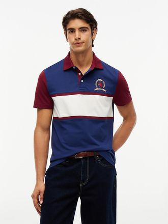 Tommy Hilfiger Mens Regular Fit Crest Logo Colorblock Polo - Carbon Navy - XXL