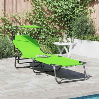 vidaXL Vidaxl - Folding Sun Lounger Folding Green 56 x 190 x 81cm Fabric