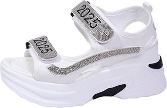 Generic Sandals Womens Soft Comfortable Elegant Flat Shoes Beach Shoes Soft Footbed Lightweight Summer Shoes Casual Knitted Sandals with Soft Footbed, White, 