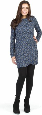 Papillon Medallion Print Wrap Style Gathered Waist Dress In Blue