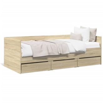 Berkfield Home Daybed with Drawers without Mattress Sonoma Oak 90x200 cm in Light Tan