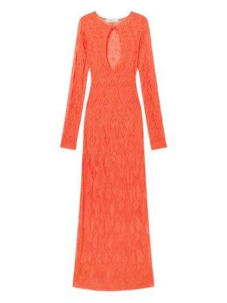 Blumarine geometric open-knit maxi dress - women - Viscose - L - Orange