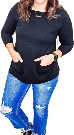 Multiples Hi-Lo Sweater Tunic In Black