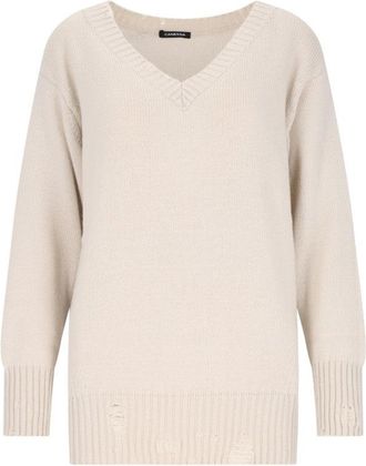 Canessa Destroyed Details Sweater In Cream Cashmere