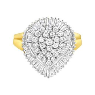 House of Brilliance 10K Yellow Gold 1.0 Cttw Diamond Oval Shaped Cluster Ring at Nordstrom, Size 6