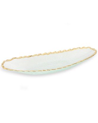 Alice Pazkus 15In Glass Oval Tray With Gold Edge