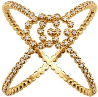 Gucci Running G Ladies 18k Yellow Gold Diamond Cocktail Ring