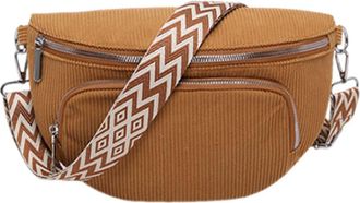 Generic Chest Bag Stylish Crossbody Bag Wide Guitar Strap Vintage Shoulder Bag Multi-pockets Hobo Sling Bag Casual Sports Bag (Brown)