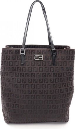 Fendi Brown Canvas Leather Handbag Tote Bag (Pre-Owned)