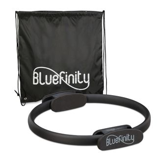 Relaxdays 10 Aros Pilates Con Ejercicios, Agarraderas, Acolchado, Anillo Resistencia, Yoga, Fibra De Vidrio, &Oslash; 37cm, Negro