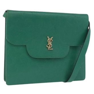 Saint Laurent Pre-owned Vintage Schoudertas - Dames - Pre-owned - Groen - Maat: ONE Size Leer