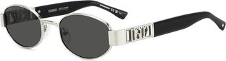 Dsquared2 Ovale Zonnebril met Metalen Montuur - Heren - Zonnebrillen - Grijs - 53 MM - Accessoires