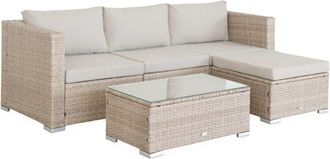 Sweeek Conjunto de muebles de jard&iacute;n de resina de 4 plazas, natural