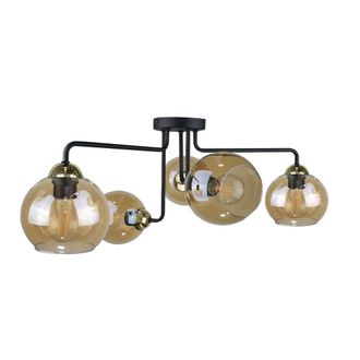 Netlighting Monde Multi Arm Semi Flush Ceiling Light Gold 70cm 5x E27