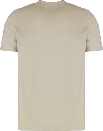 HUGO BOSS Mens Knit Short Sleeve T-Shirt Beige Cotton T-Shirts And Polos