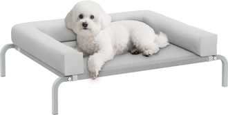 OEM Cama Elevada Para Perros Refrescante Con Refuerzos Extra&iacute;bles Malla Transpirable Y Marco De Acero 90x65x30 Cm Gris