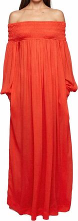 S/W/F Off Shoulder Maxi Dress In Spiced Coral