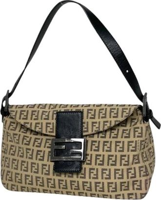 Fendi Pre-owned Vintage Schoudertas - Dames - Vintage Schoudertas - Beige - ONE Size - Leer - Vintage