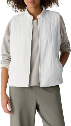 Eileen Fisher Quilted Linen & Cotton Vest in Bone at Nordstrom, Size Xx-Small