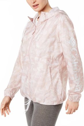 Columbia Activewear Printed Hooded Windbreaker In Mineral Pink