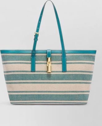 Furla tote bag striped pattern dual handles hardware