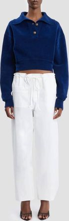 Victoria Beckham Collared Cropped Top In Bright Navy