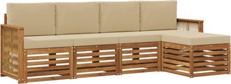 vidaXL Conjunto De Sof&aacute;s De Exterior 5 Uds. Natural Y Beige Vidaxl