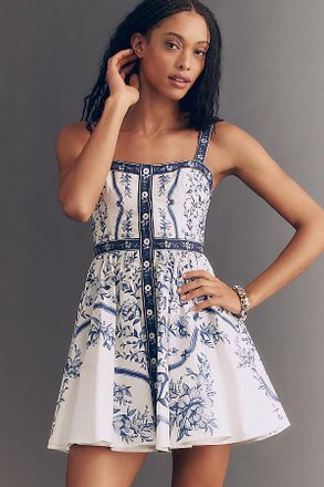 Farm Rio Porcelain Garden Mini Dress