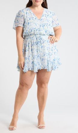 Sugarlips Corinna Paisley Romper in Blue-White at Nordstrom, Size 3 X