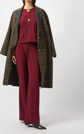 Joseph Ribkoff Plaid Long Overcoat In Camel/multi