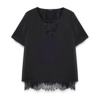 Fiorella Rubino Dames, Blouses & Shirts, Zwart, Maat: XL Satijn