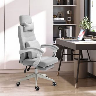 Vinsetto Home Office Chair Reclining Computer Chair w/ Lumbar Support in Grey