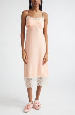 Simone Rocha Lace Trim Slipdress in Clementine at Nordstrom, Size 0 Us