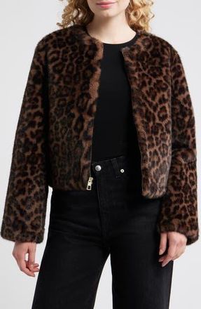 BCBGeneration Faux Shearling Crop Jacket in Leopard at Nordstrom Rack, Size X-Small Regular