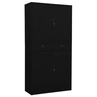 Berkfield Home Office Cabinet Black 90x40x180 cm Steel | Size: 90 x 40 x 180 cm