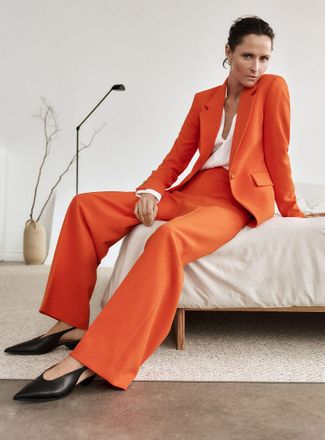 Contemporaine Womens Moderne soft piqu&eacute; pant Fit: Wide leg, high rise