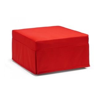 Dmora Dmora - Cama Plegable Dabay, Puf Convertible En Cama Individual, 100% Made In Italy, Puf De Tela Para Sal&oacute;n, Cm 80x80h45, Rojo