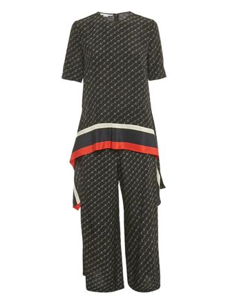 Stella McCartney logo-print silk suit - Black