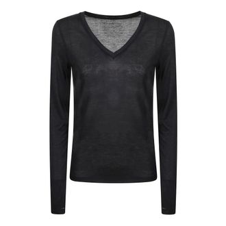 Majestic Filatures Tops, Dames, Zwart, L, Kasjmier, Long Sleeve T-Shirt