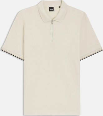 HUGO BOSS Mens BOSS Black C-Pei 04 Polo Shirt 131 Open White - Tan - Size: 44