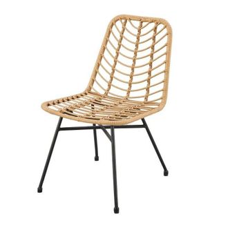 OEM Lot De 2 Chaises De Jardin - Imitation Rotin Naturel - Structure Acier - L63,5 X H 86 X P 48 Cm