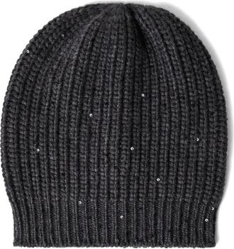 Brunello Cucinelli Diamond Yarn Muts - Dames - Hoeden - Zwart - S - Kasjmier - Accessoires