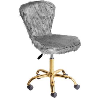 Beliani Beliani - Silla De Oficina Giratoria Elegante Altura Ajustable De Pelo Sint&eacute;tico Gris Margate