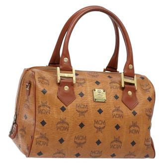 MCM Visetos Logogramme Canvas And Leather Brown Pvc Handbag (Pre-Owned)