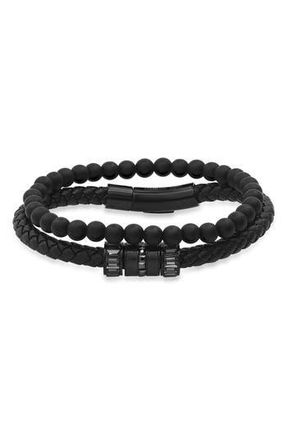 Steeltime HMY JEWELRY Black Multi-Media Bracelet Set at Nordstrom Rack