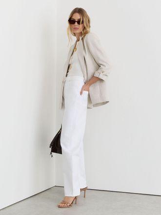 Reiss White Petite Barrel-leg Jeans, 29