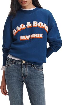 Rag & Bone Oversize Logo Graphic Sweatshirt in Navyblue at Nordstrom, Size X-Small